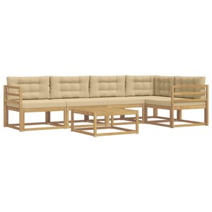 vidaXL Ensemble de canapés d'extérieur 6 pc Blanc et Beige Polyester