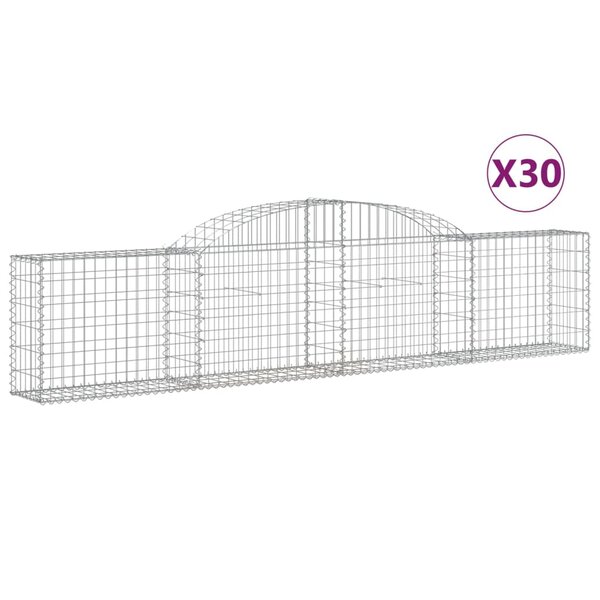 vidaXL Paniers à gabions arqués 30 Pièces 300x30x60/80 cm fer galvanisé