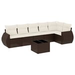 vidaXL Salon de jardin avec coussins 7 Pièces marron résine tressée