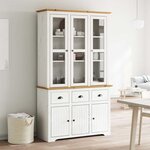 vidaXL Buffet BODO blanc et marron 115 5x43x200 5cm bois massif de pin