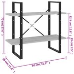vidaXL Bibliothèque à 2 niveaux Gris béton 80x30x70 cm bois ingénierie