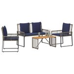 vidaXL Ensemble de meubles d'extérieur 9 Pièces Gris et bleu marine