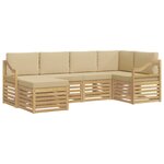 vidaXL Ensemble de canapés d'extérieur 6 Pièces Blanc et Beige Polyester