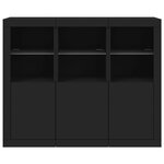 vidaXL Buffets avec lumières LED 3 Pièces noir bois d'ingénierie