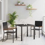 vidaXL Ensemble de salle à manger pour jardin 3 Pièces Noir Poly rotin