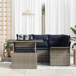 vidaXL Ensemble de canapé de jardin avec coussin 5 Pièces Gris polyrotin