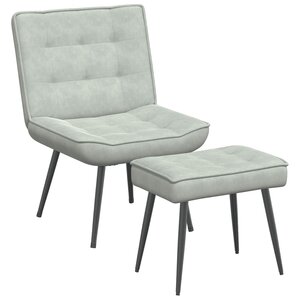 vidaXL Chaise de relaxation avec tabouret Gris clair Velours