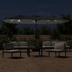 vidaXL Parasol de jardin à double tête avec LED anthracite 449x265 cm