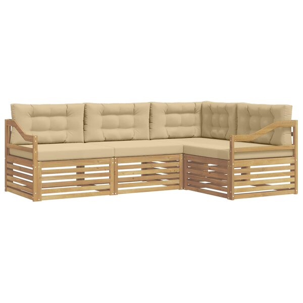 vidaXL Ensemble de canapés d'extérieur 4 Pièces Blanc et Beige
