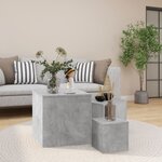 vidaXL Tables d'appoint 3 Pièces Gris béton Bois d’ingénierie