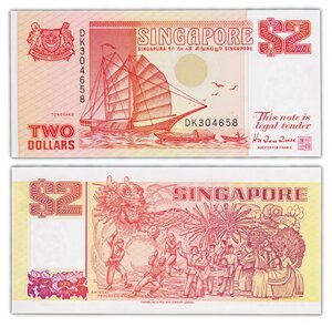 Billet de Collection 2 Dollars 1990 Singapour - Neuf - P27