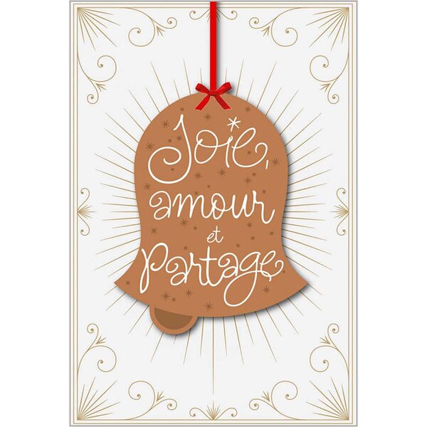 Carte de voeux joie  amour et partage - cloche en b - draeger paris