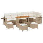 vidaXL Ensemble de canapé de jardin 10 Pièces Beige polyrotin