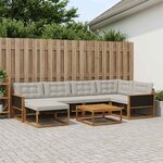 vidaXL Ensemble de canapés d'extérieur 7 Pièces Naturel et gris clair