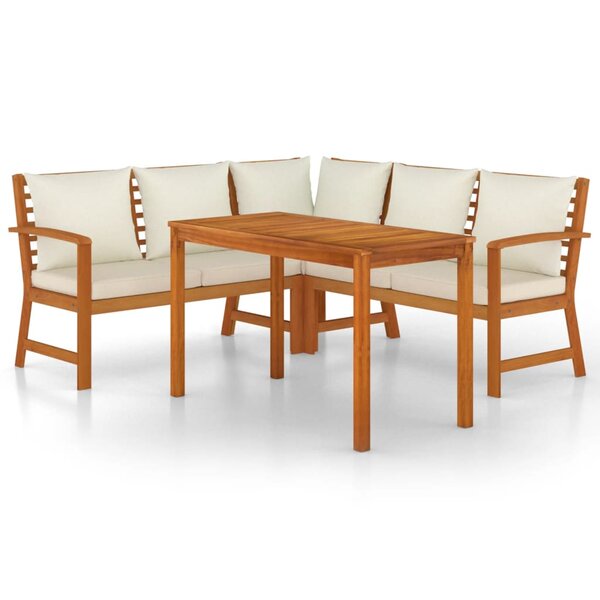 vidaXL Ensemble à manger de jardin 4 Pièces coussins Bois acacia