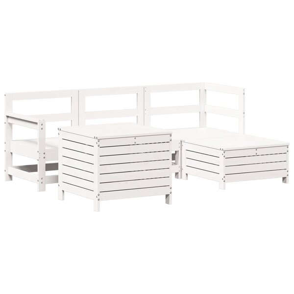 vidaXL Salon de jardin 5 Pièces blanc bois massif de pin