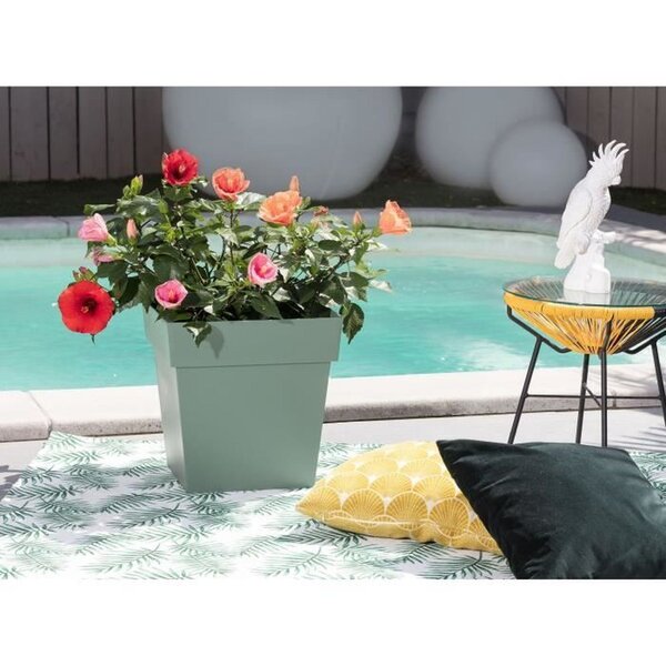 Pot de fleur carré - 32 x 32 x 32 cm - 22 L - Vert laurier