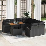 vidaXL Ensemble de canapé de jardin 9 Pièces Noir 100 x 55 x 73 cm