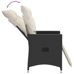 vidaXL Chaise inclinable de jardin avec coussins noir résine tressée