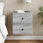 vidaXL Cabinet de chevet mural Sonoma gris 34 5 x 33 x 40 cm