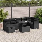 vidaXL Salon de jardin 8 Pièces avec coussins noir résine tressée