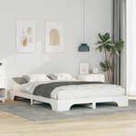 vidaXL Cadre de lit surélevé avec stockage Blanc bois