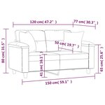 vidaXL Canapé 2 places avec oreillers noir 120 cm tissu microfibre