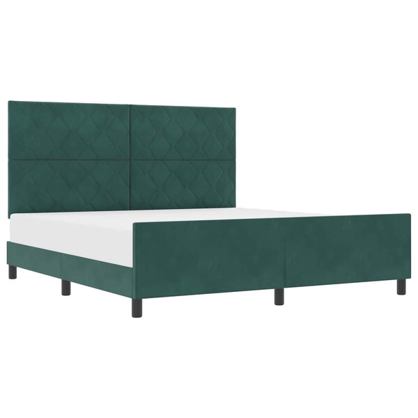 vidaXL Lit à ressorts avec tête de lit Vert foncé 180 x 200 cm Velours