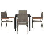 vidaXL Ensemble de salle à manger pour jardin 5 Pièces Gris Poly rotin