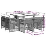 vidaXL Ensemble à manger de jardin 9Pièces coussins noir résine tressée