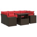 vidaXL Salon de jardin avec coussins 7Pièces marron résine tressée acacia