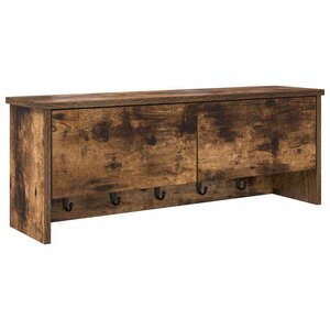 vidaXL Porte-manteau mural avec étagère Chêne fumé 80 x 20 x 30 cm