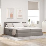 vidaXL Lit de rangement LED avec matelas Taupe 200 x 200 cm Tissu