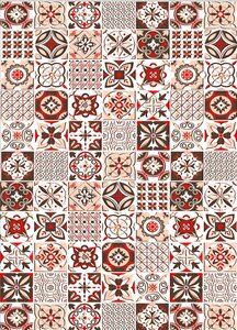 Tapis de Cuisine carreaux de Ciment 50 x 120 cm - Orange