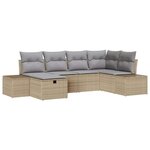 vidaXL Ensemble de canapé de jardin avec coussin 6 Pièces Beige polyrotin