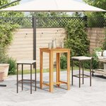 vidaXL Ensemble de bar de jardin 3 Pièces marron bois massif acacia rotin