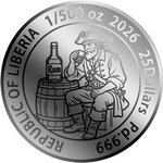 Monnaie RUM 1/500 Oz Palladium 25$ Liberia 2026 (PRÉCOMMANDE)
