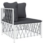 Salon de jardin meuble d'extérieur ensemble de mobilier 4 pièces avec coussins blanc acier 02_0016086