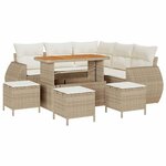 vidaXL Ensemble de canapé de jardin 9 Pièces Beige polyrotin