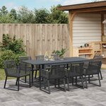 vidaXL Ensemble de salle à manger pour jardin 9 Pièces Noir polyrotin