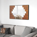 Miroir mural rectangulaire décoratif grand miroir mural 100 x 66 cm avec cadre en forme de touches de piano crochet bidirectionnel pour salon noir 20_0009775