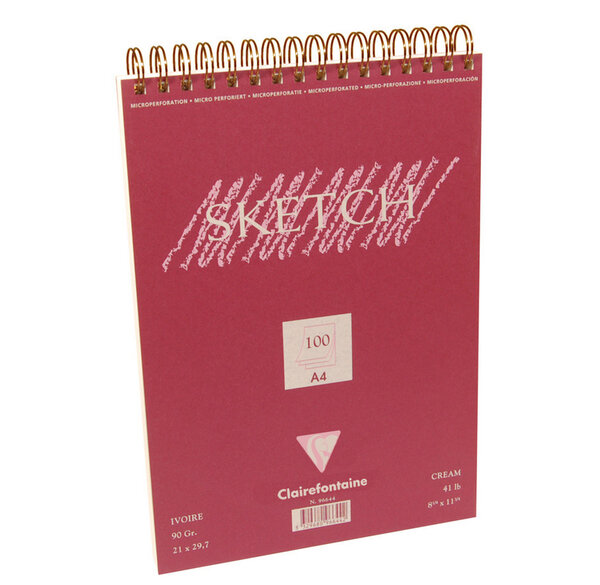 Bloc Sketch croquis RI A4 90g 100 feuilles ivoire CLAIREFONTAINE