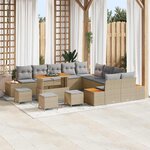 vidaXL Ensemble de canapé de jardin 14 Pièces Beige Poly rotin
