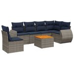vidaXL Salon de jardin 7 Pièces avec coussins gris résine tressée