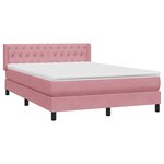 vidaXL Sommier à lattes de lit avec matelas rose 140x220 cm velours