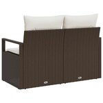 vidaXL Sofa de jardin 2 places avec coussins marron en poly rotin