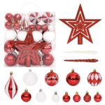 vidaXL Ensemble de boules de Noël 64 Pièces Rouge et blanc