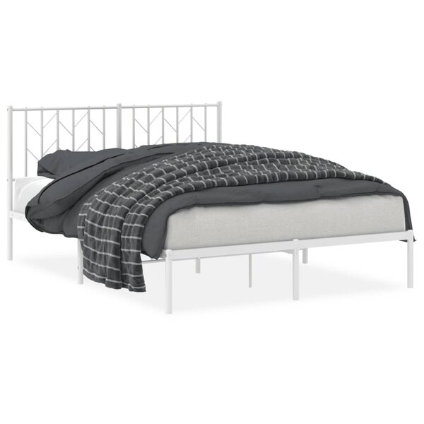 vidaXL Cadre de lit métal sans matelas et tête de lit blanc 140x190 cm