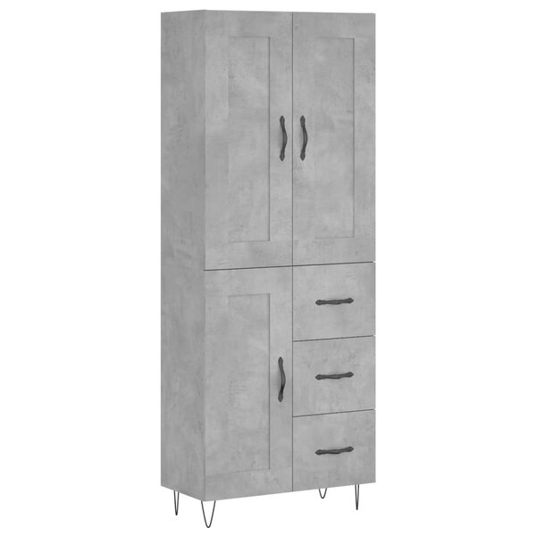 vidaXL Buffet haut Gris béton 69 5x34x180 cm Bois d'ingénierie
