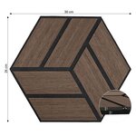 16 Panneaux muraux 30x26 hexagone marron bois